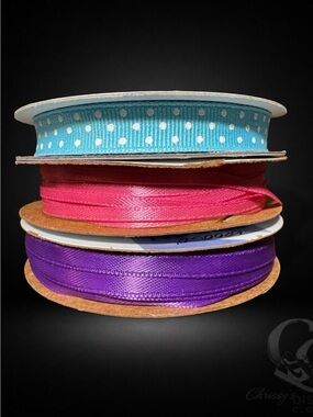 Source Unknown Polka Dot Aqua, Hot Pink & Violet Ribbon Trio